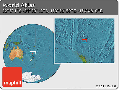 Satellite Location Map of the Area around 31° 49' 7" S, 174° 19' 29" E