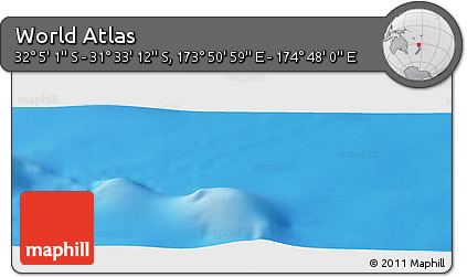 Physical Panoramic Map of the Area around 31° 49' 7" S, 174° 19' 29" E