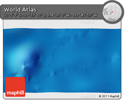 Shaded Relief 3D Map of the Area around 31° 49' 7" S, 174° 10' 30" W