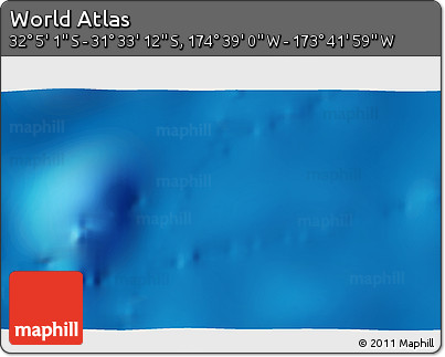 Shaded Relief 3D Map of the Area around 31° 49' 7" S, 174° 10' 30" W
