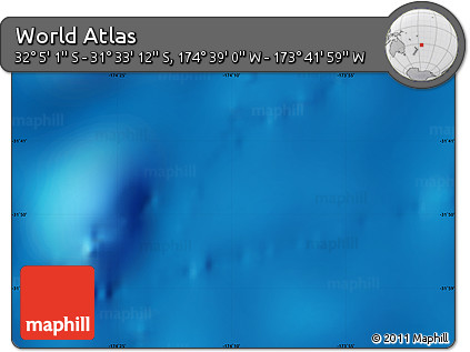 Physical Map of the Area around 31° 49' 7" S, 174° 10' 30" W