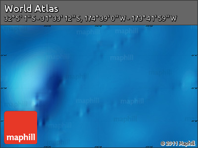 Physical Map of the Area around 31° 49' 7" S, 174° 10' 30" W