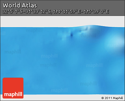 Physical 3D Map of the Area around 31° 49' 7" S, 175° 10' 30" E