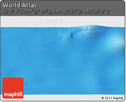 Physical 3D Map of the Area around 31° 49' 7" S, 175° 10' 30" E