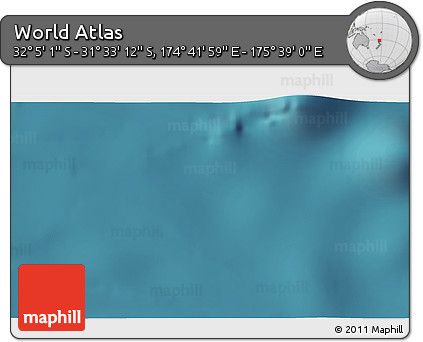 Satellite 3D Map of the Area around 31° 49' 7" S, 175° 10' 30" E