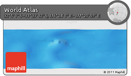 Physical Panoramic Map of the Area around 31° 49' 7" S, 176° 52' 30" E