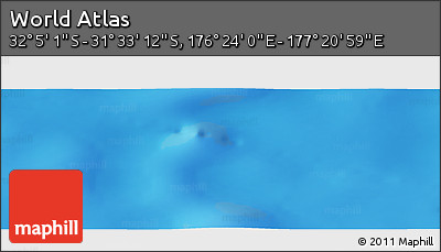 Physical Panoramic Map of the Area around 31° 49' 7" S, 176° 52' 30" E