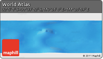 Physical Panoramic Map of the Area around 31° 49' 7" S, 176° 52' 30" E