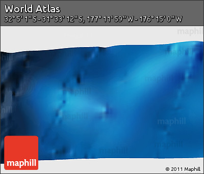 Physical 3D Map of the Area around 31° 49' 7" S, 176° 43' 29" W