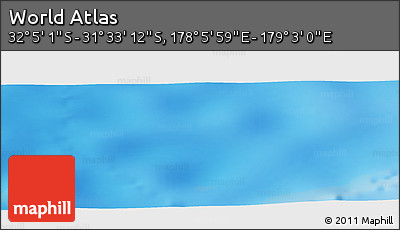 Physical Panoramic Map of the Area around 31° 49' 7" S, 178° 34' 29" E