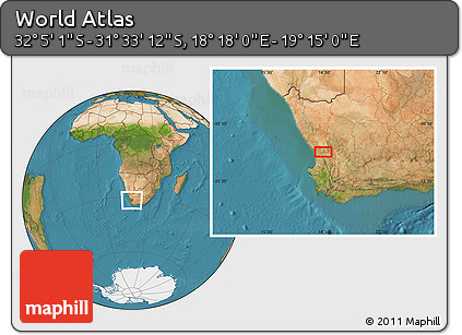 Satellite Location Map of the Area around 31° 49' 7" S, 18° 46' 29" E