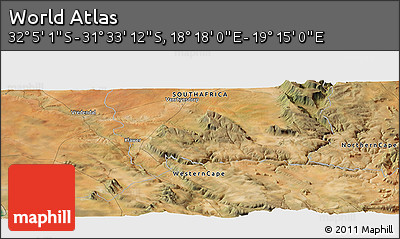 Satellite Panoramic Map of the Area around 31° 49' 7" S, 18° 46' 29" E