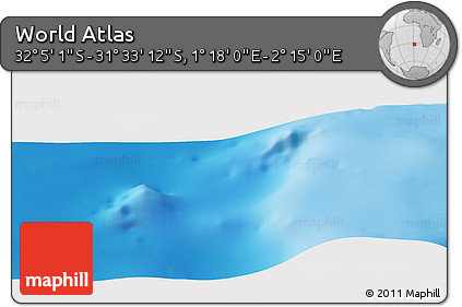 Physical Panoramic Map of the Area around 31° 49' 7" S, 1° 46' 29" E