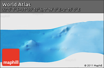 Physical Panoramic Map of the Area around 31° 49' 7" S, 1° 46' 29" E