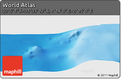 Physical Panoramic Map of the Area around 31° 49' 7" S, 1° 46' 29" E