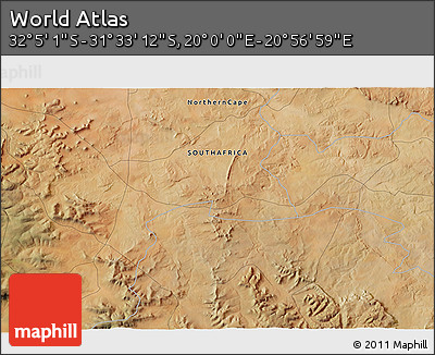 Satellite 3D Map of the Area around 31° 49' 7" S, 20° 28' 30" E