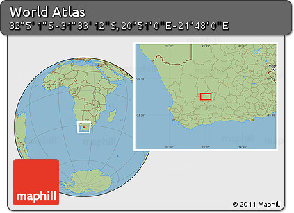 Savanna Style Location Map of the Area around 31° 49' 7" S, 21° 19' 30" E