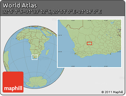 Savanna Style Location Map of the Area around 31° 49' 7" S, 21° 19' 30" E