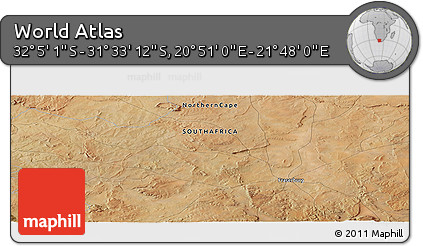 Satellite Panoramic Map of the Area around 31° 49' 7" S, 21° 19' 30" E