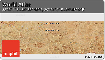 Satellite Panoramic Map of the Area around 31° 49' 7" S, 21° 19' 30" E