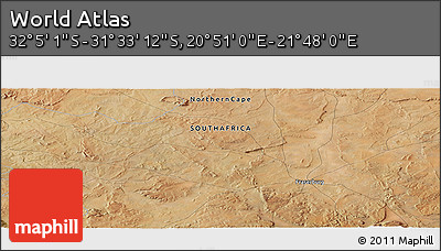 Satellite Panoramic Map of the Area around 31° 49' 7" S, 21° 19' 30" E