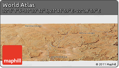 Satellite Panoramic Map of the Area around 31° 49' 7" S, 22° 10' 29" E