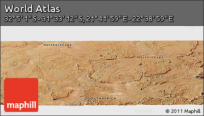Satellite Panoramic Map of the Area around 31° 49' 7" S, 22° 10' 29" E