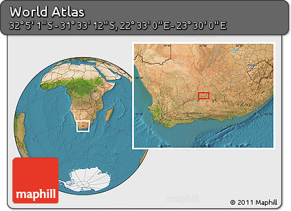 Satellite Location Map of the Area around 31° 49' 7" S, 23° 1' 29" E
