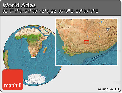 Satellite Location Map of the Area around 31° 49' 7" S, 23° 1' 29" E
