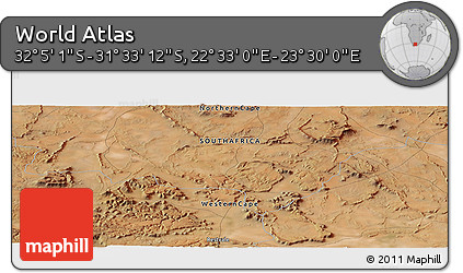 Satellite Panoramic Map of the Area around 31° 49' 7" S, 23° 1' 29" E