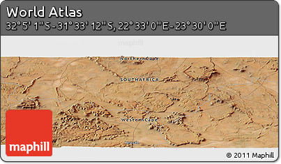 Satellite Panoramic Map of the Area around 31° 49' 7" S, 23° 1' 29" E