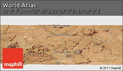 Satellite Panoramic Map of the Area around 31° 49' 7" S, 23° 1' 29" E