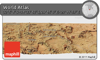 Satellite Panoramic Map of the Area around 31° 49' 7" S, 24° 43' 30" E