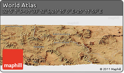 Satellite Panoramic Map of the Area around 31° 49' 7" S, 24° 43' 30" E