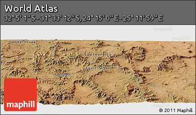 Satellite Panoramic Map of the Area around 31° 49' 7" S, 24° 43' 30" E