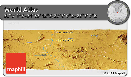 Physical Panoramic Map of the Area around 31° 49' 7" S, 25° 34' 30" E