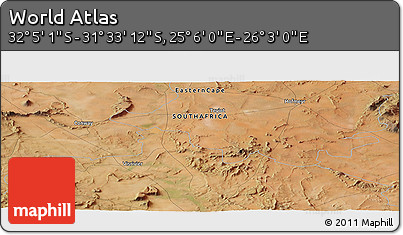 Satellite Panoramic Map of the Area around 31° 49' 7" S, 25° 34' 30" E