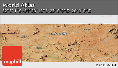 Satellite Panoramic Map of the Area around 31° 49' 7" S, 25° 34' 30" E