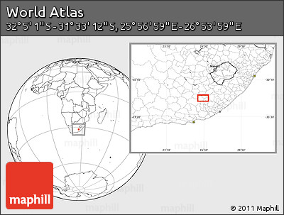 Blank Location Map of the Area around 31° 49' 7" S, 26° 25' 29" E