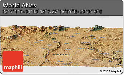 Satellite Panoramic Map of the Area around 31° 49' 7" S, 28° 7' 30" E
