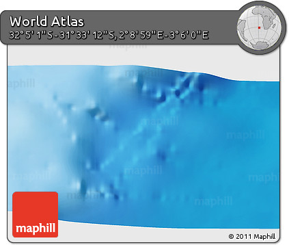Physical 3D Map of the Area around 31° 49' 7" S, 2° 37' 30" E