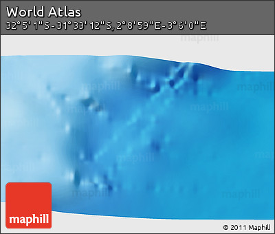 Physical 3D Map of the Area around 31° 49' 7" S, 2° 37' 30" E