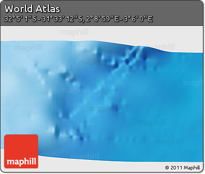 Physical 3D Map of the Area around 31° 49' 7" S, 2° 37' 30" E