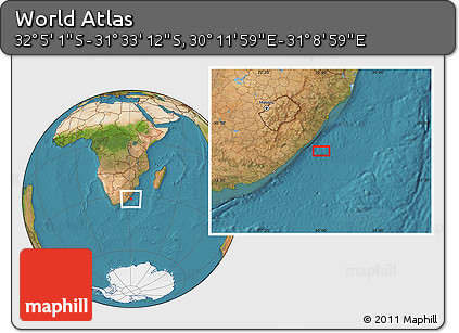 Satellite Location Map of the Area around 31° 49' 7" S, 30° 40' 29" E