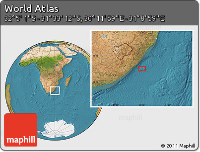 Satellite Location Map of the Area around 31° 49' 7" S, 30° 40' 29" E
