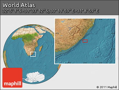 Satellite Location Map of the Area around 31° 49' 7" S, 30° 40' 29" E