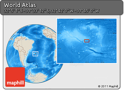 Shaded Relief Location Map of the Area around 31° 49' 7" S, 32° 13' 30" W