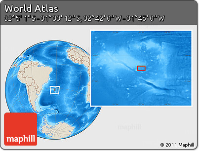 Shaded Relief Location Map of the Area around 31° 49' 7" S, 32° 13' 30" W
