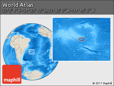 Shaded Relief Location Map of the Area around 31° 49' 7" S, 32° 13' 30" W