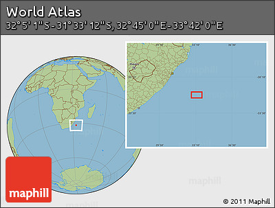 Savanna Style Location Map of the Area around 31° 49' 7" S, 33° 13' 30" E